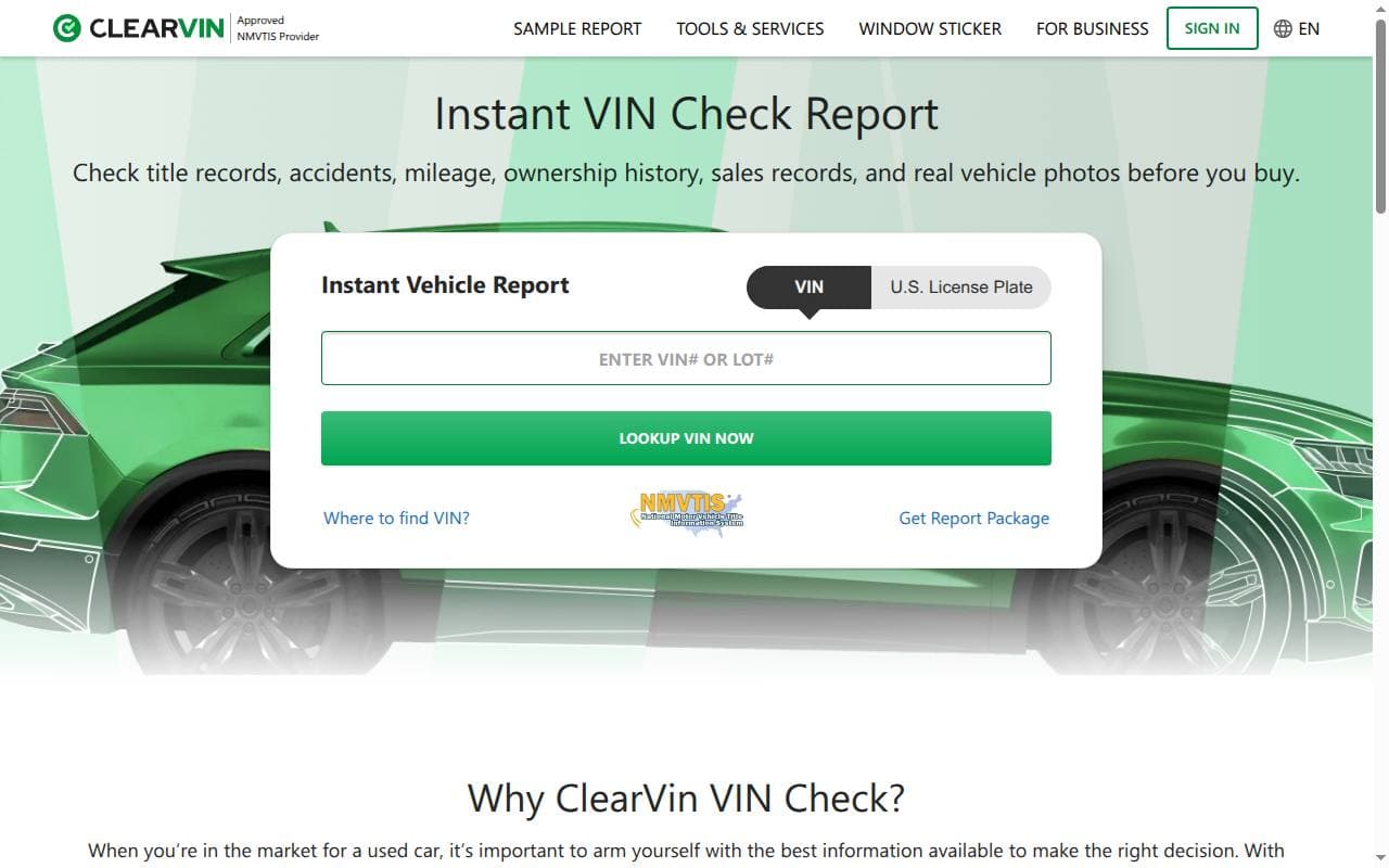 ClearVIN website