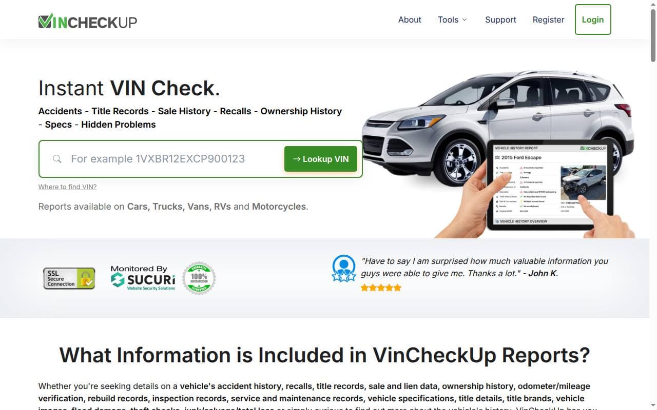 VINCheckUp website